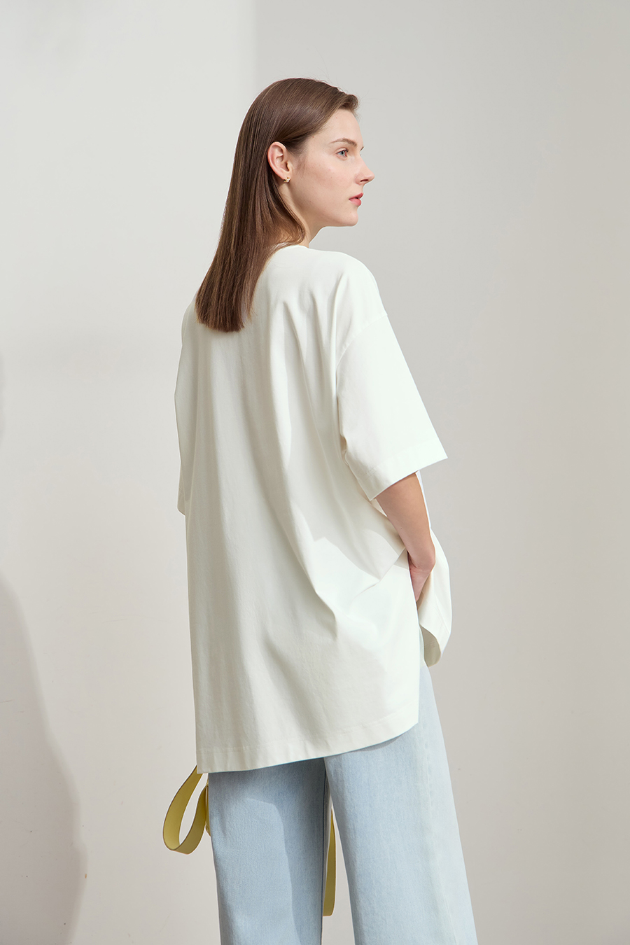 Abstract print drop-shoulder tee|AMII