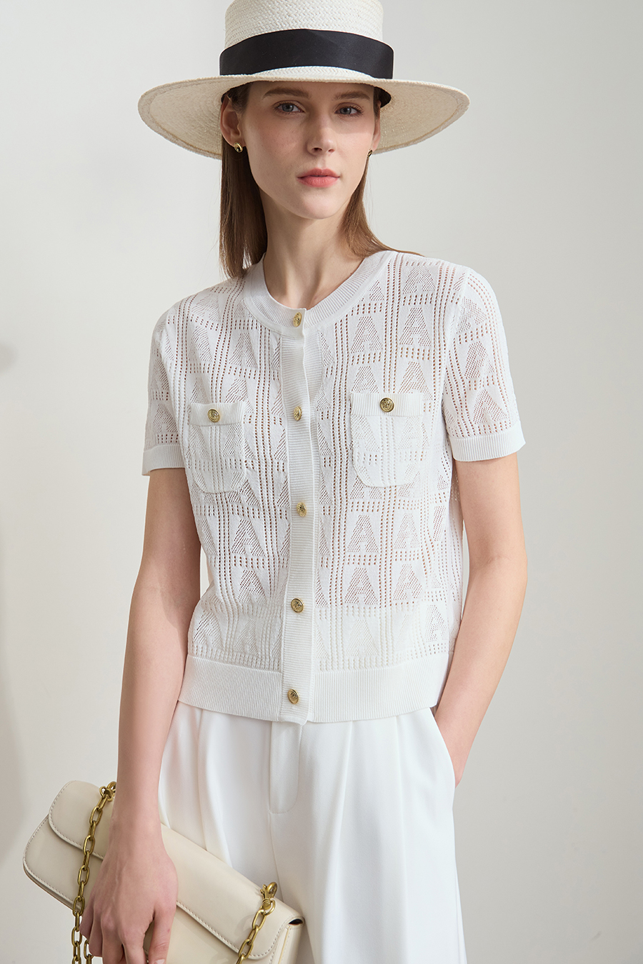 Half Sleeve Ribbed Knit Cardigan