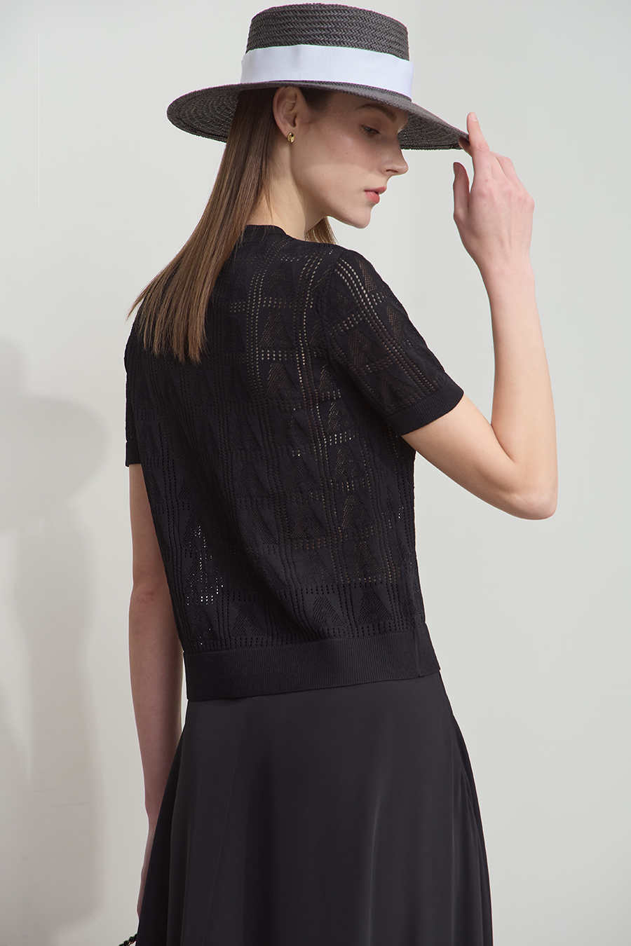 Half Sleeve Ribbed Knit Cardigan