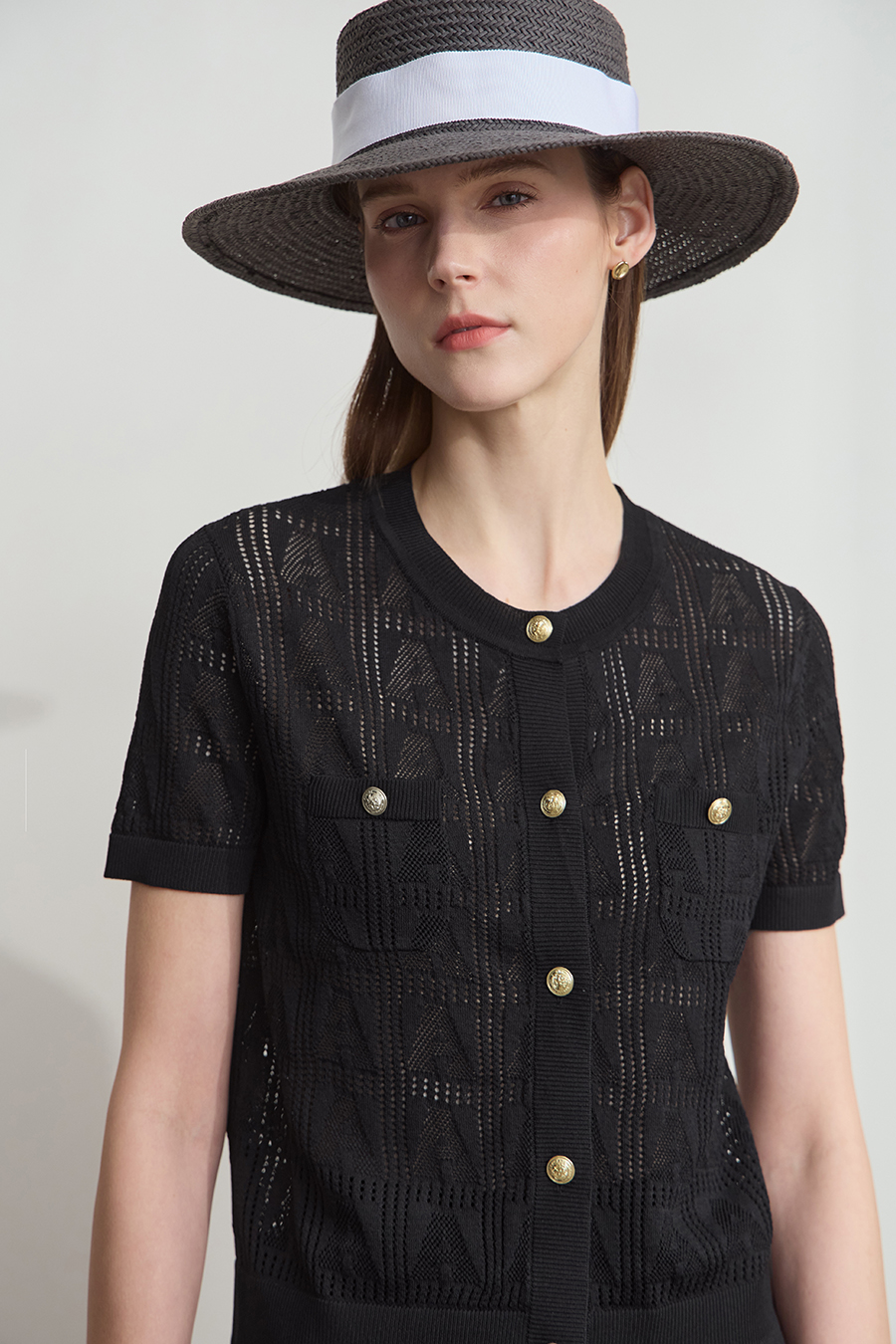 Half Sleeve Ribbed Knit Cardigan