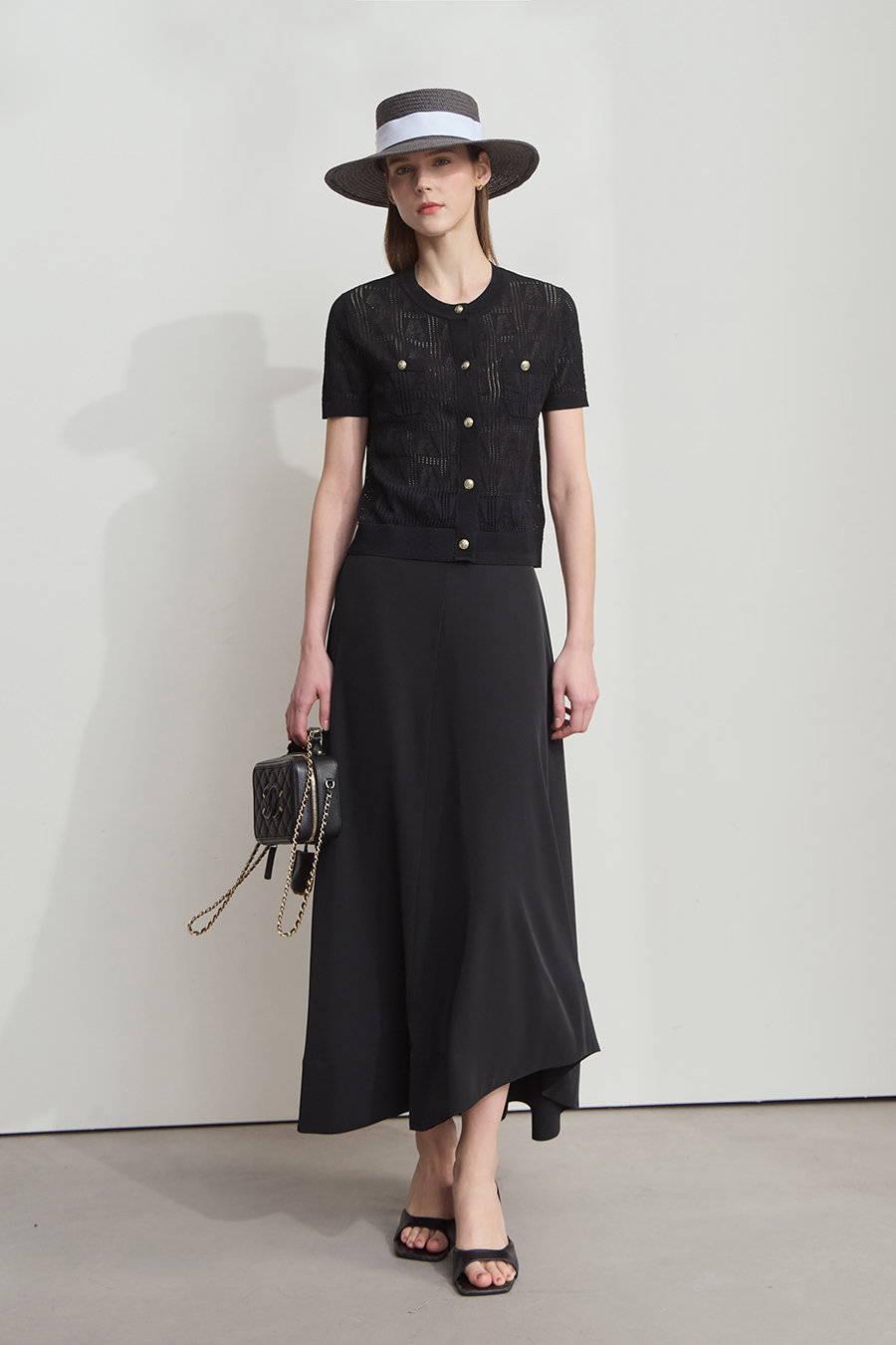 Half Sleeve Ribbed Knit Cardigan