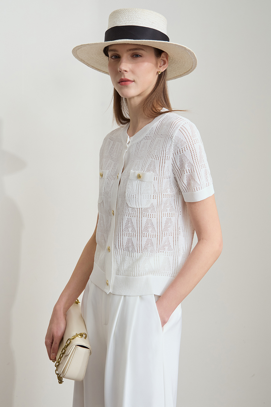 Half Sleeve Ribbed Knit Cardigan