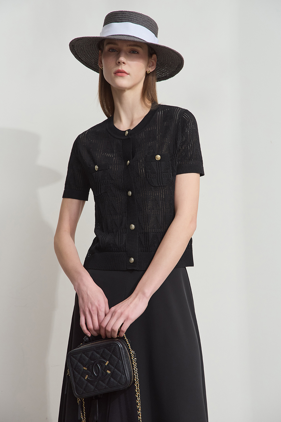 Half Sleeve Ribbed Knit Cardigan