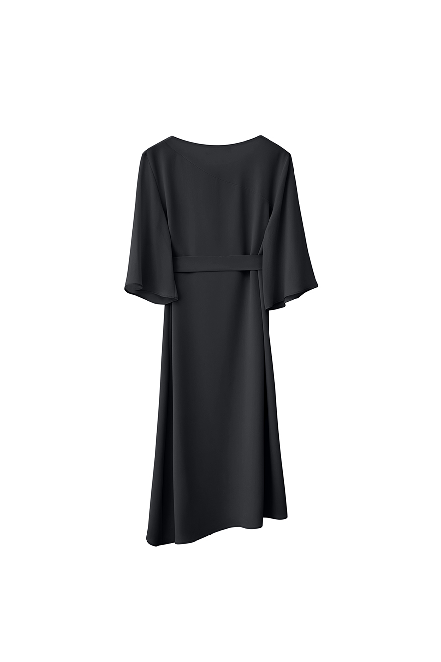 Contrast Fabric Belted Dress