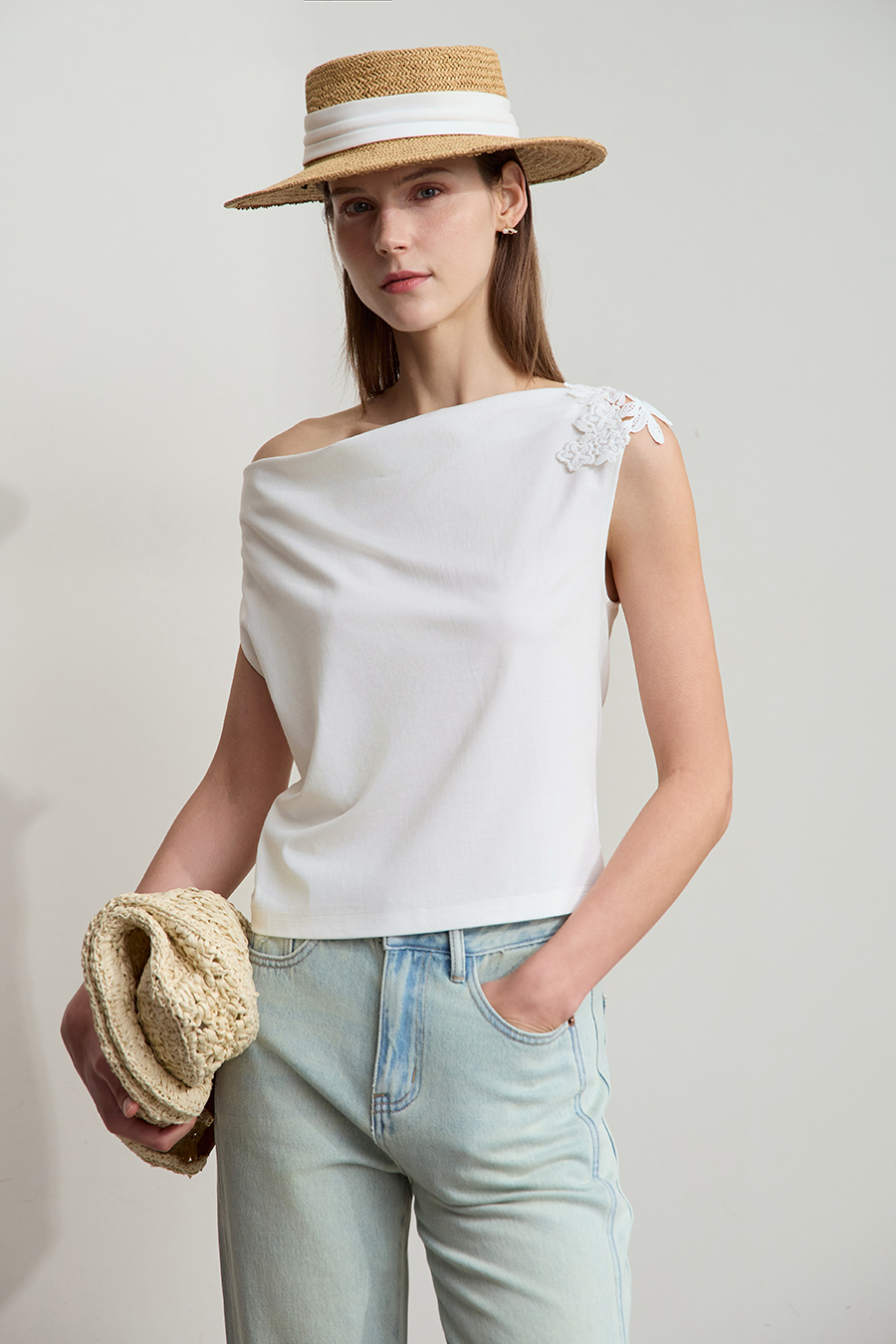 Roma knit cowl neck tee|AMII