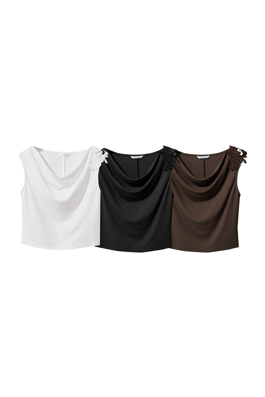 Roma knit cowl neck tee|AMII