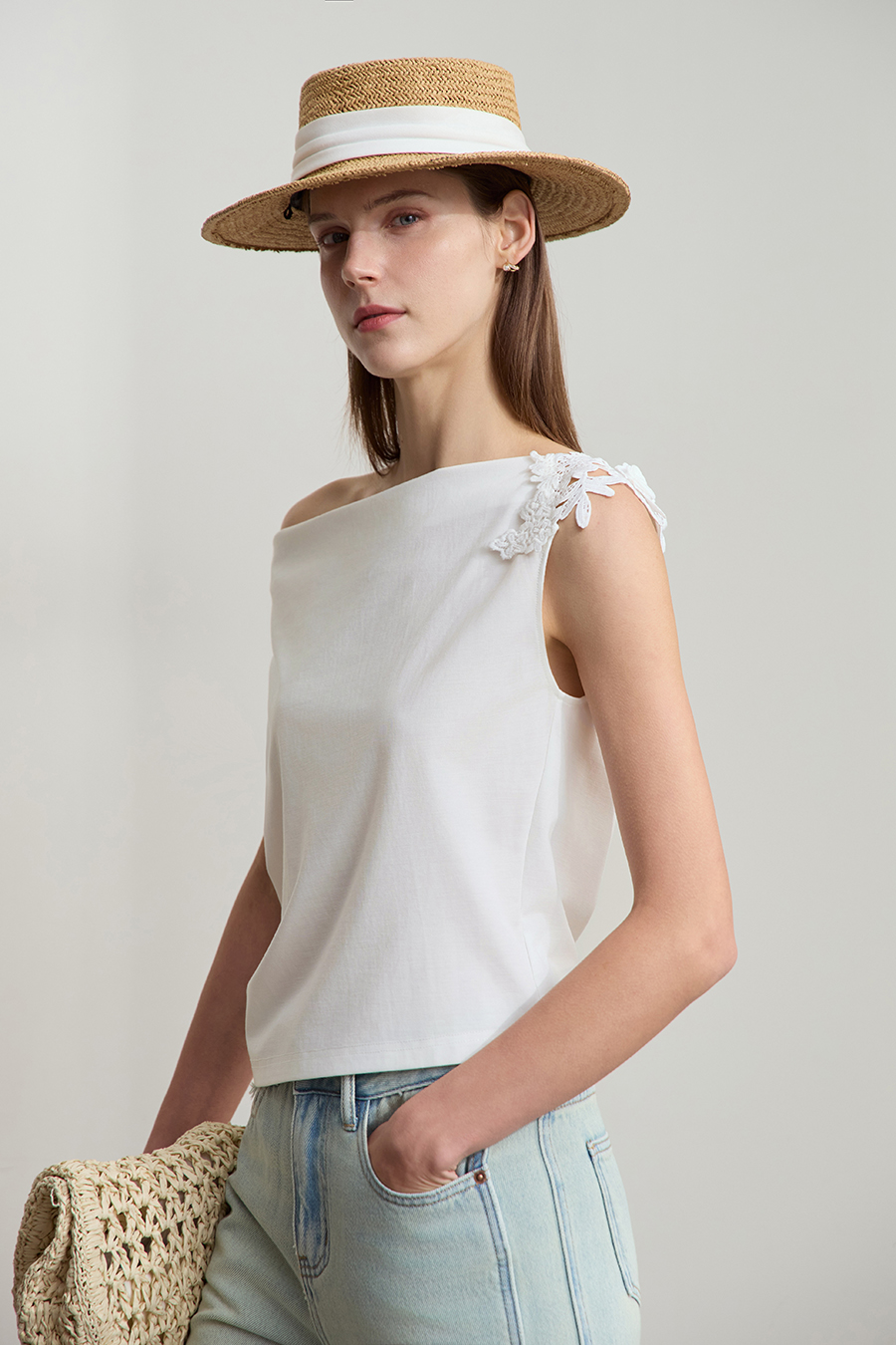 Roma knit cowl neck tee|AMII