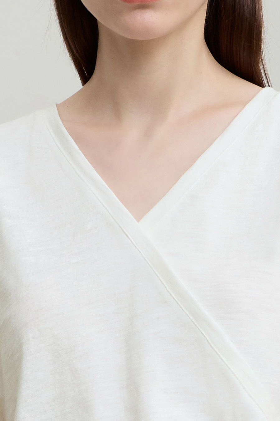 V-neck Ruched Cotton T-shirt