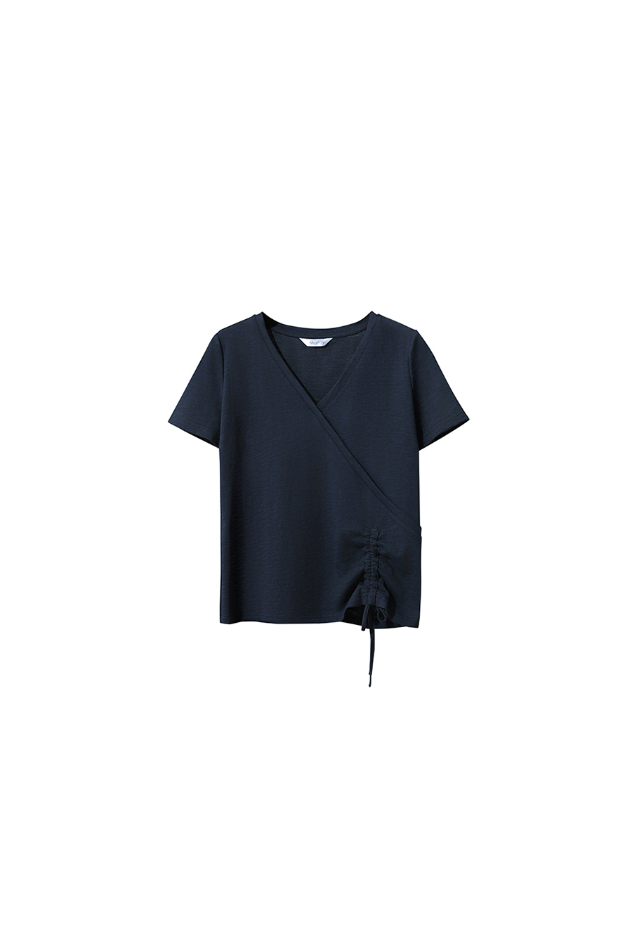 V-neck Ruched Cotton T-shirt