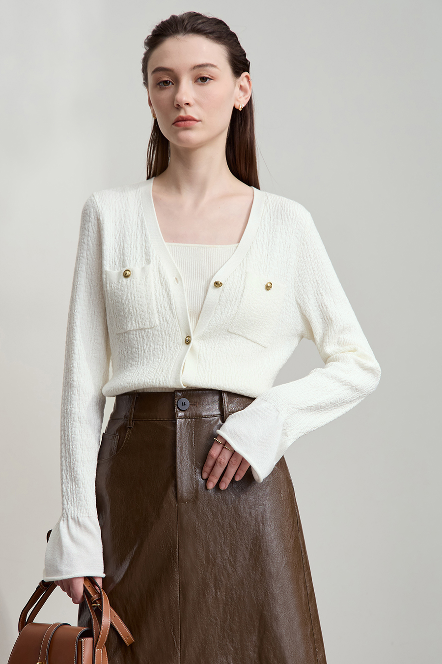 Micro Flare Sleeve Knit Cardigan|AMII-AMII.com