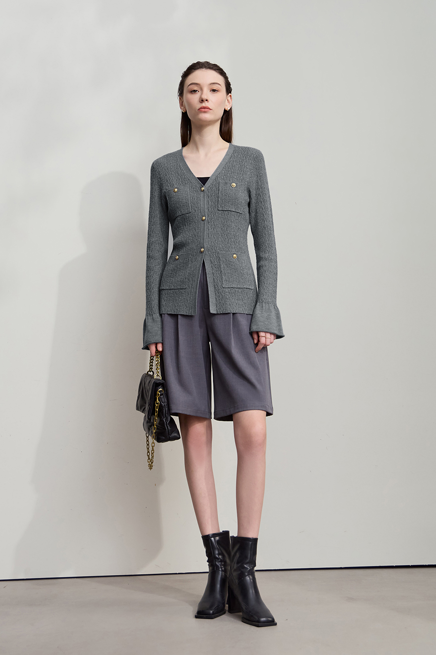 Micro Flare Sleeve Knit Cardigan|AMII-AMII.com