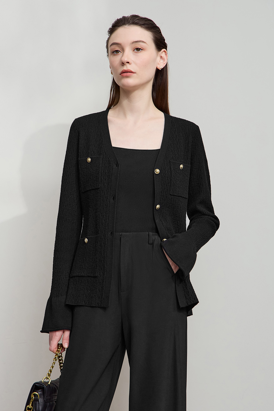 Micro Flare Sleeve Knit Cardigan|AMII-AMII.com