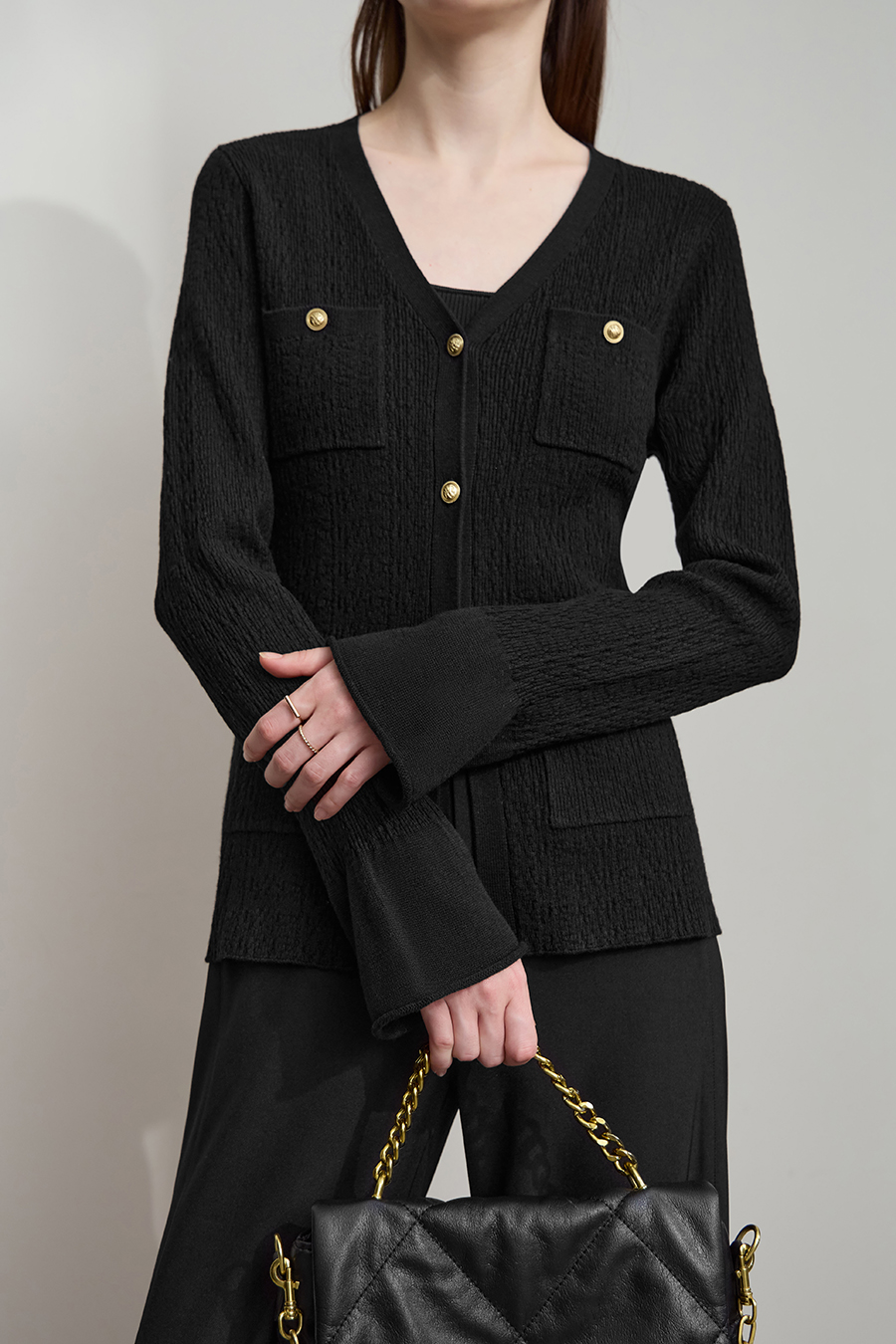 Micro Flare Sleeve Knit Cardigan|AMII-AMII.com