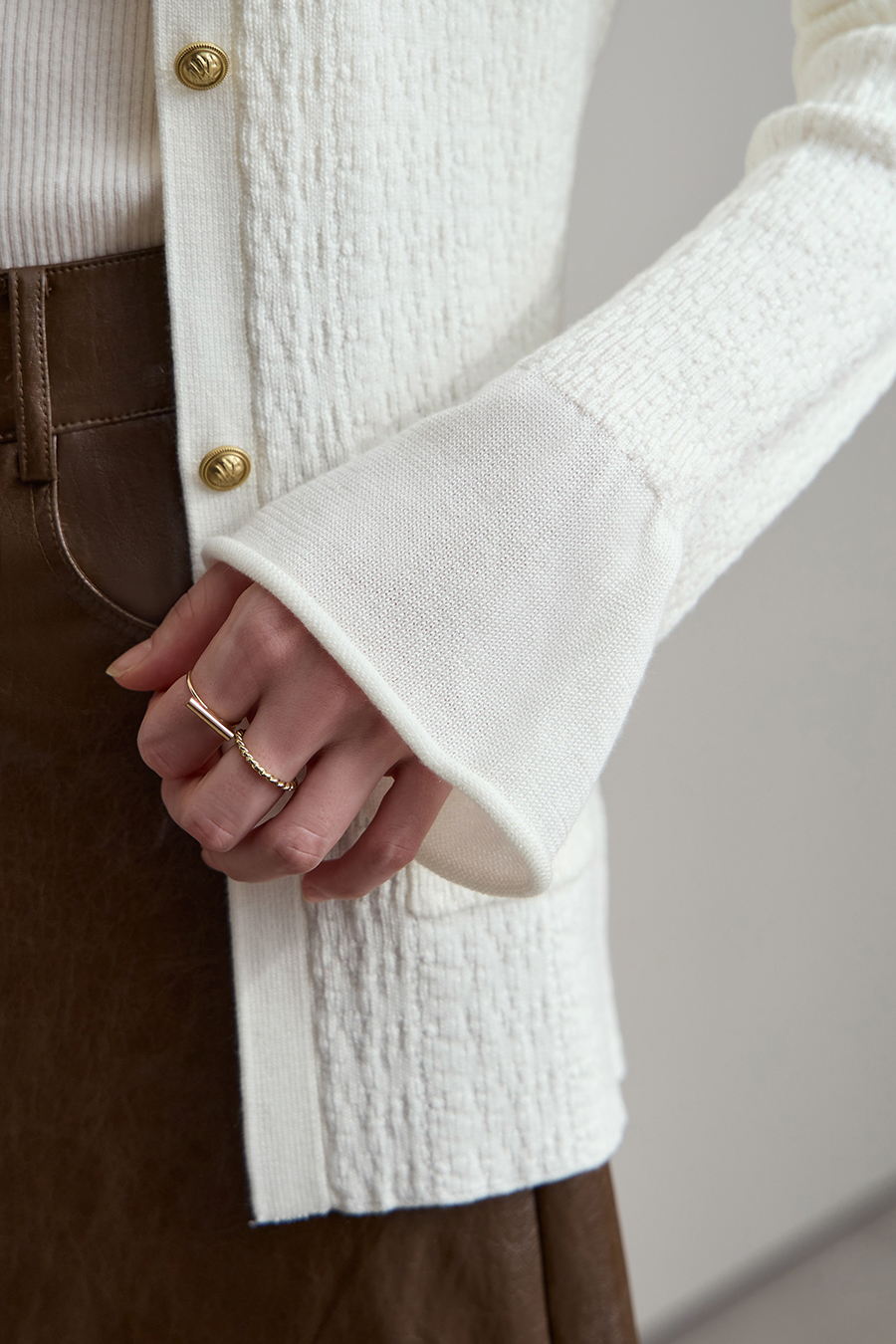 Micro Flare Sleeve Knit Cardigan|AMII-AMII.com