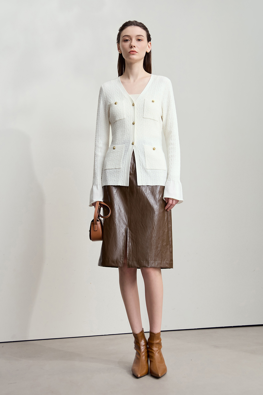 Micro Flare Sleeve Knit Cardigan|AMII-AMII.com