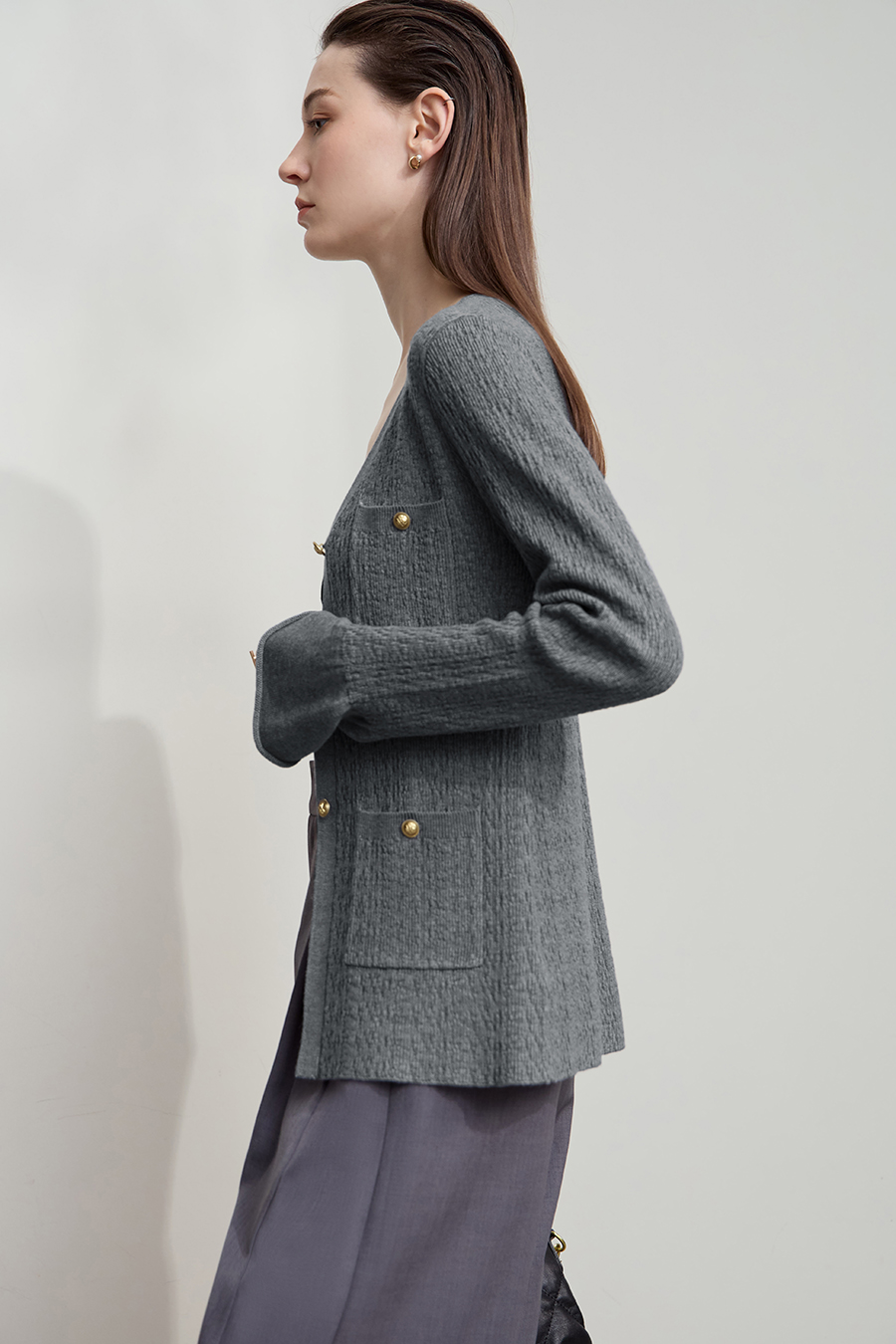 Micro Flare Sleeve Knit Cardigan|AMII-AMII.com