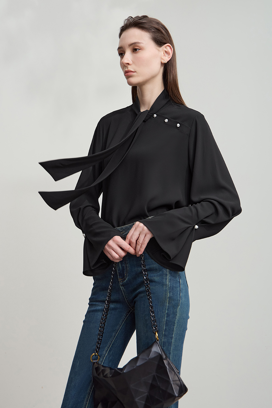 Bell Sleeve Chiffon Blouse