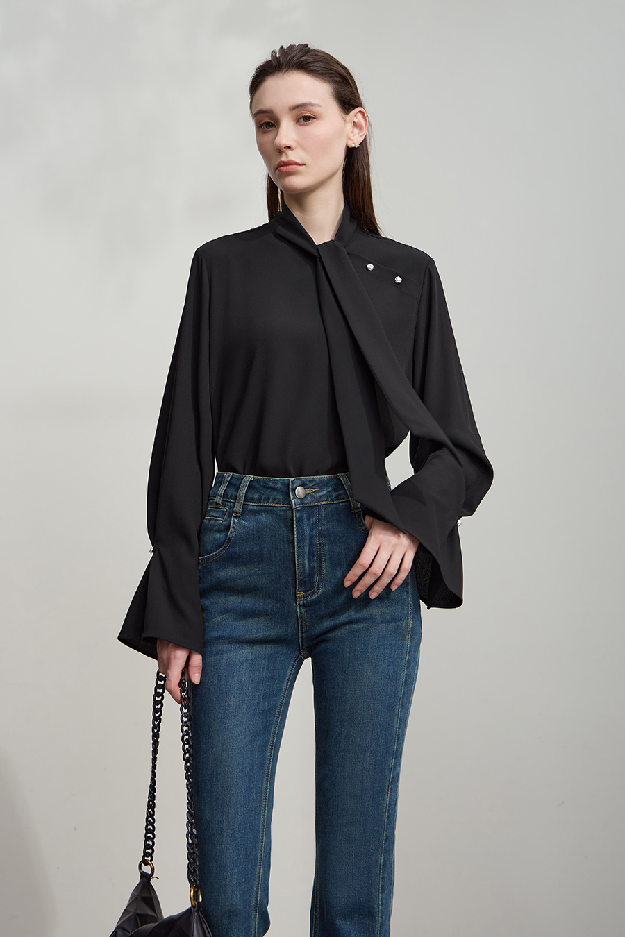 Bell Sleeve Chiffon Blouse