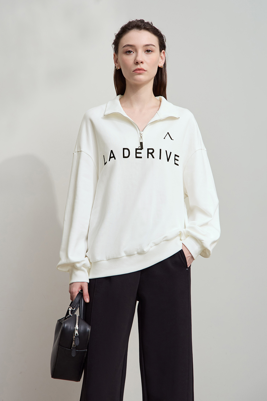 Letter Embroidered Cotton Sweatshirt