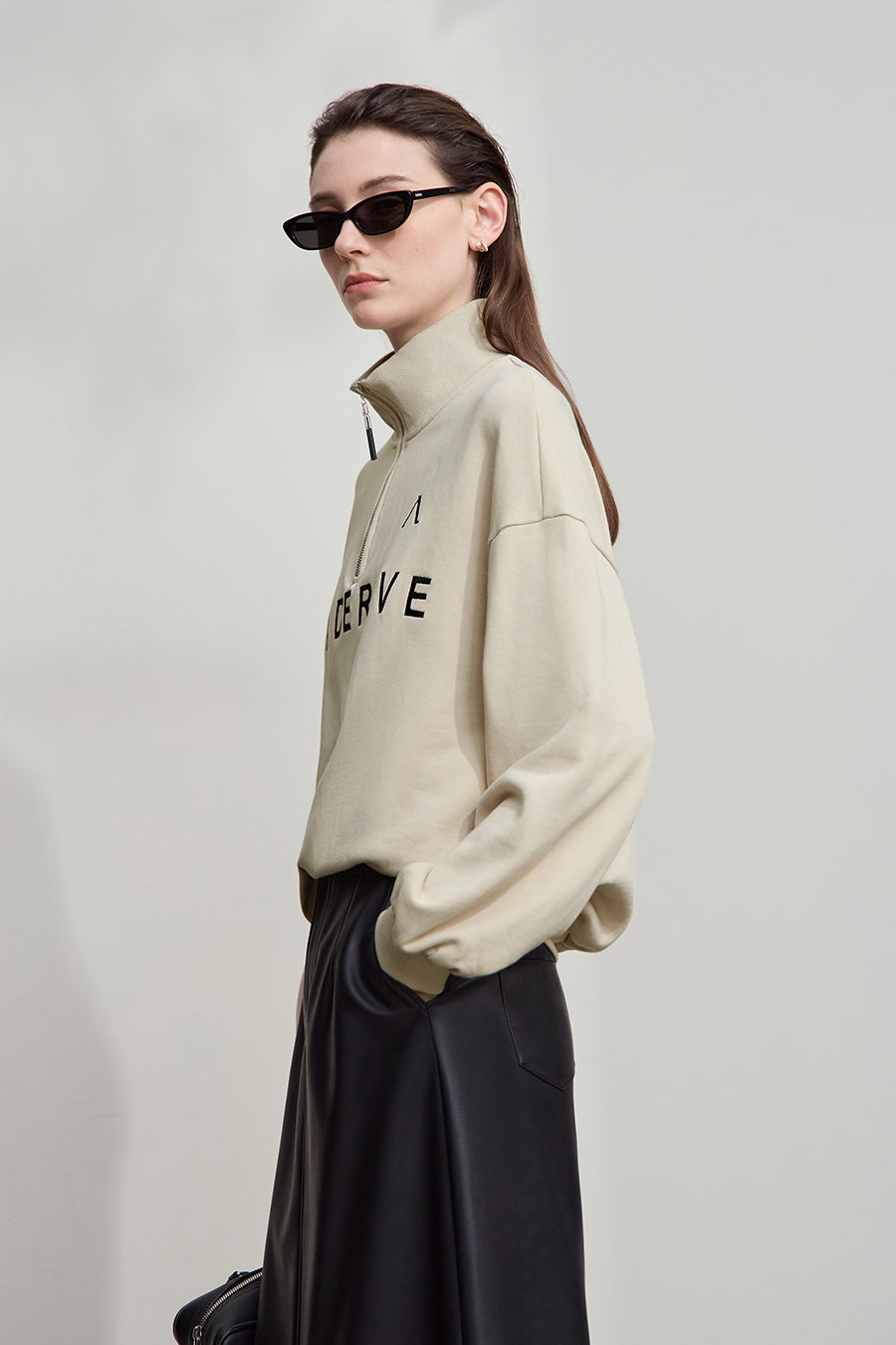 Letter Embroidered Cotton Sweatshirt