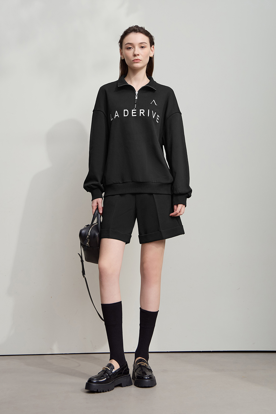Letter Embroidered Cotton Sweatshirt