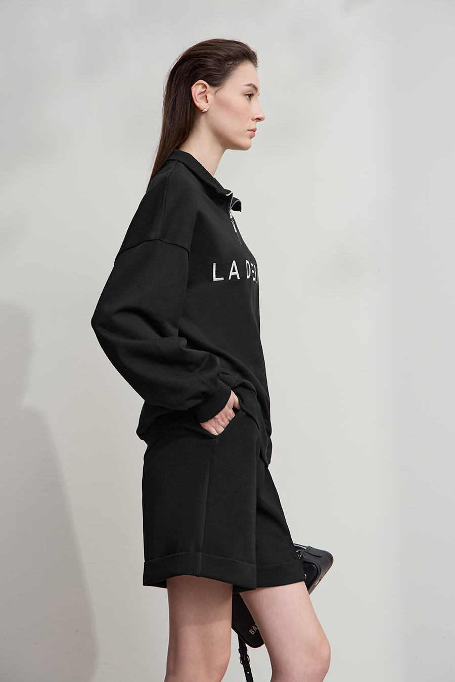 Letter Embroidered Cotton Sweatshirt