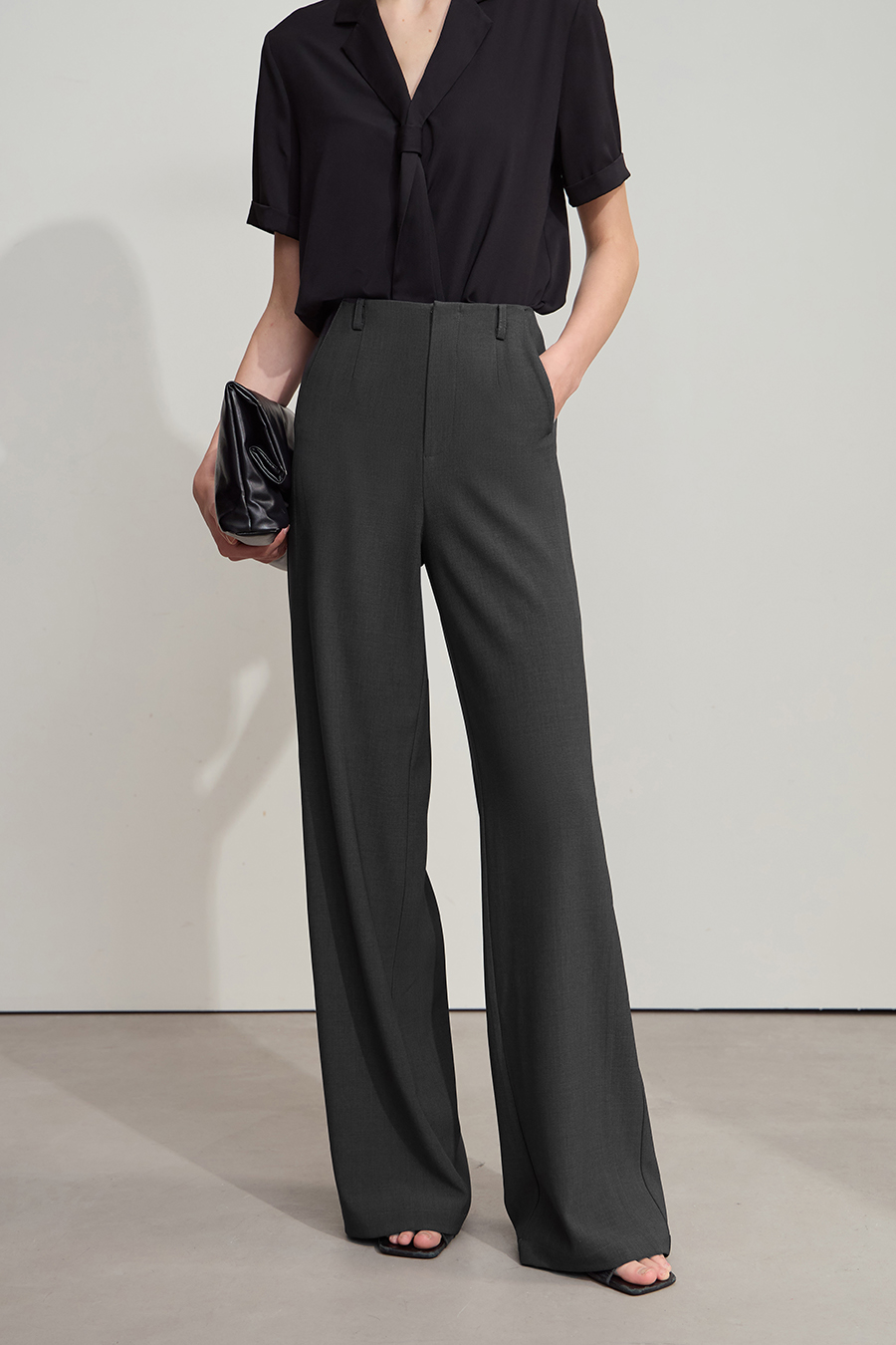 Wide - leg Slightly Elastic Casual Long Pants|AMII-AMII.com