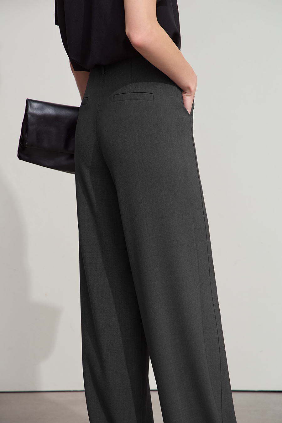 Wide - leg Slightly Elastic Casual Long Pants|AMII-AMII.com