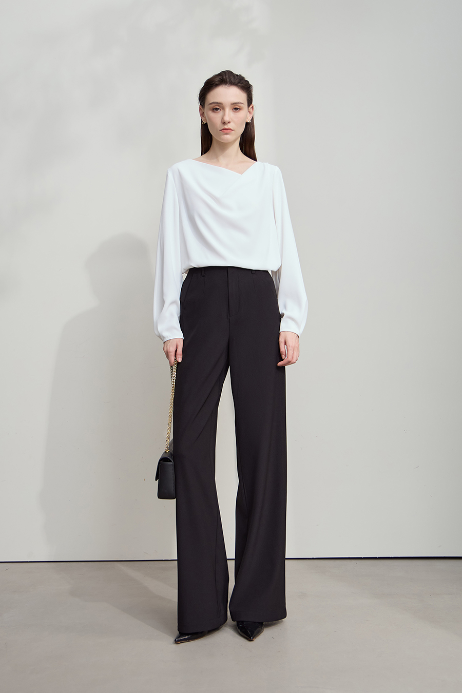 Wide - leg Slightly Elastic Casual Long Pants|AMII-AMII.com