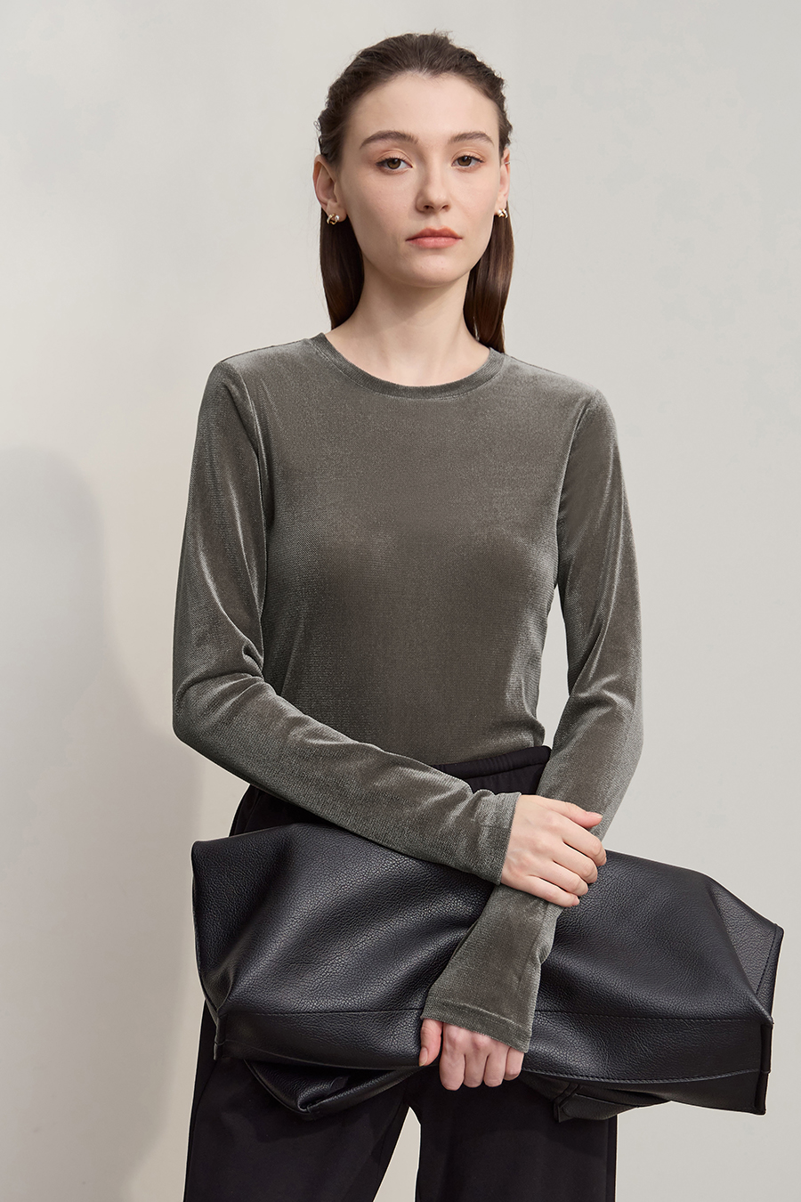 Small Crew Neck Velvet T-shirt