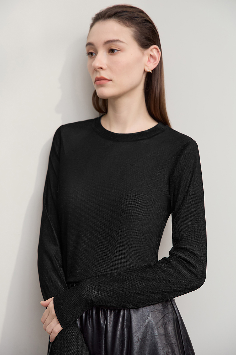 Small Crew Neck Velvet T-shirt