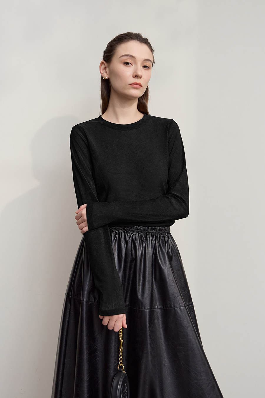 Small Crew Neck Velvet T-shirt