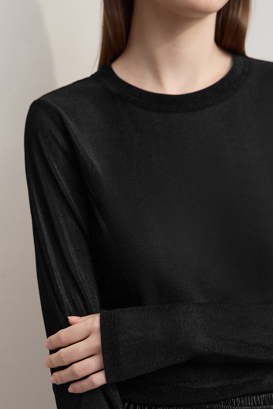 Small Crew Neck Velvet T-shirt