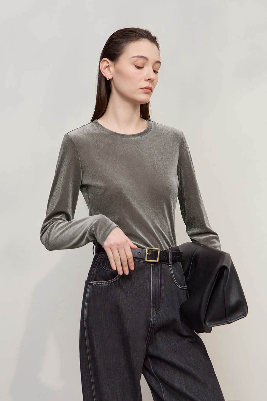 Small Crew Neck Velvet T-shirt