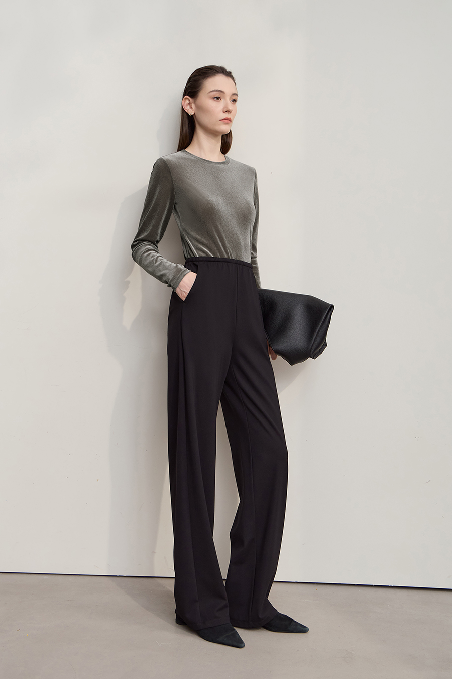 Small Crew Neck Velvet T-shirt