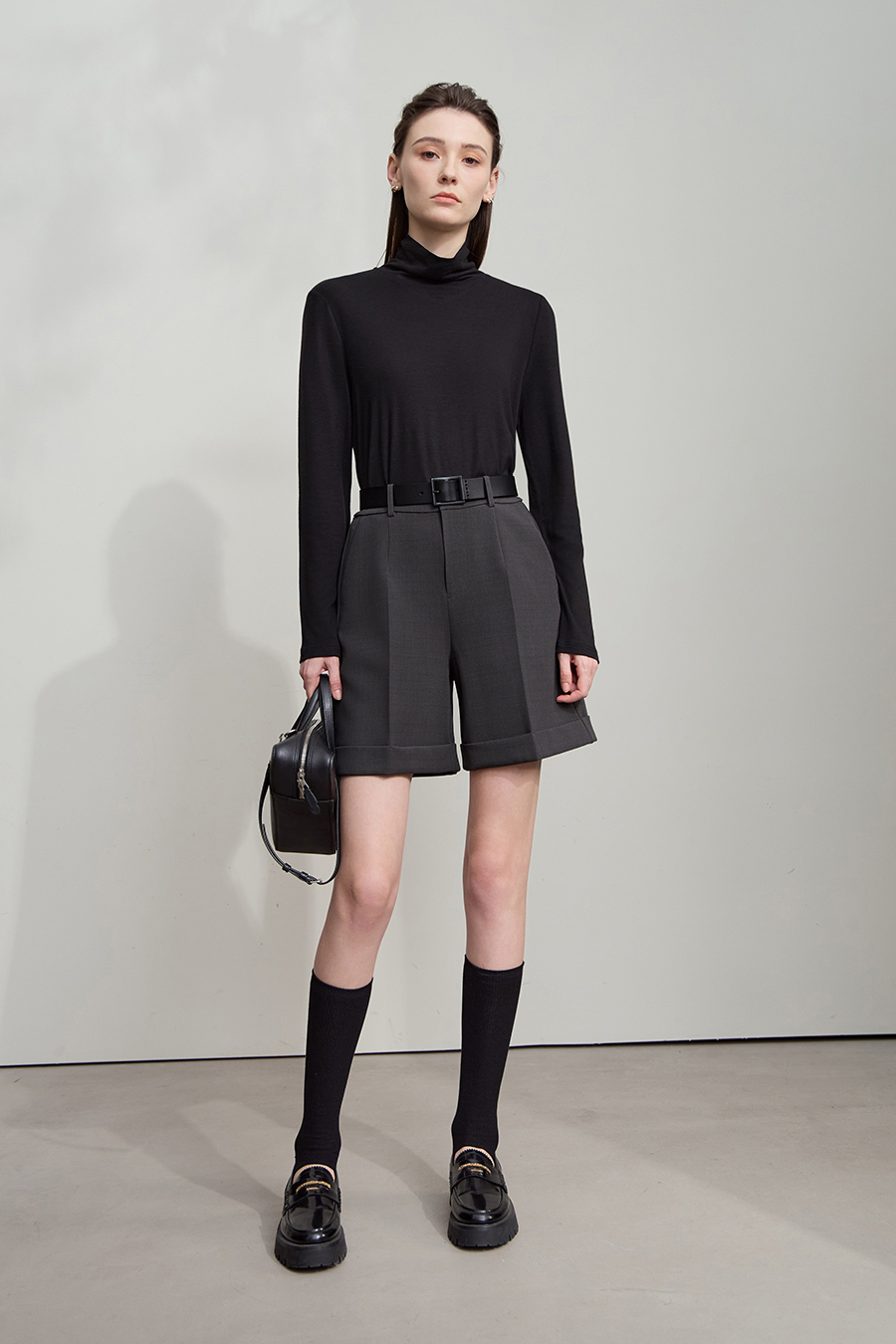 Turtleneck Stretchy Acetate T-shirt