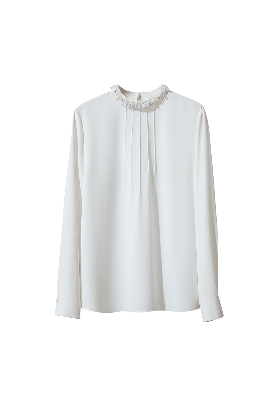Stand Collar Long Sleeve Chiffon Blouse