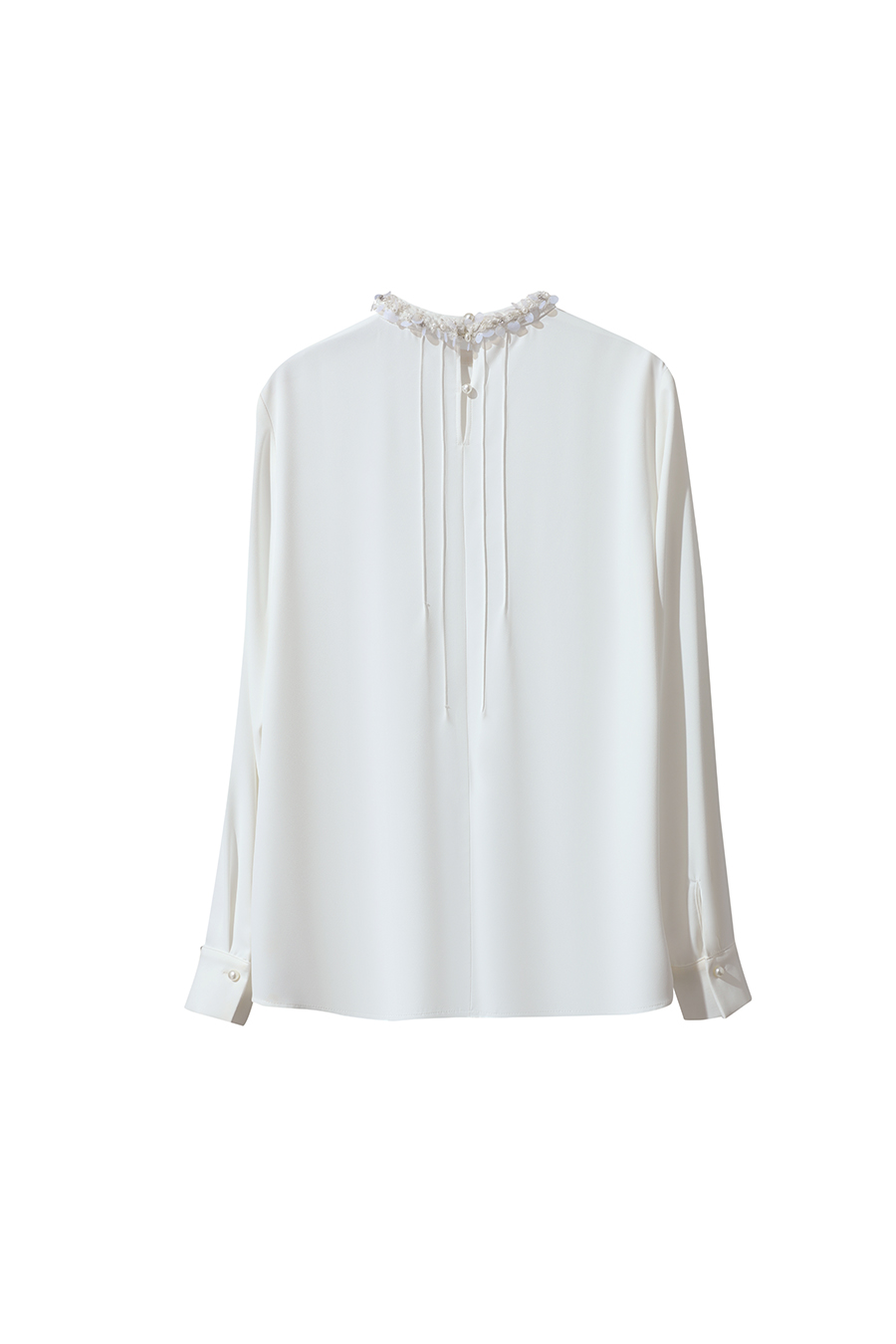 Stand Collar Long Sleeve Chiffon Blouse