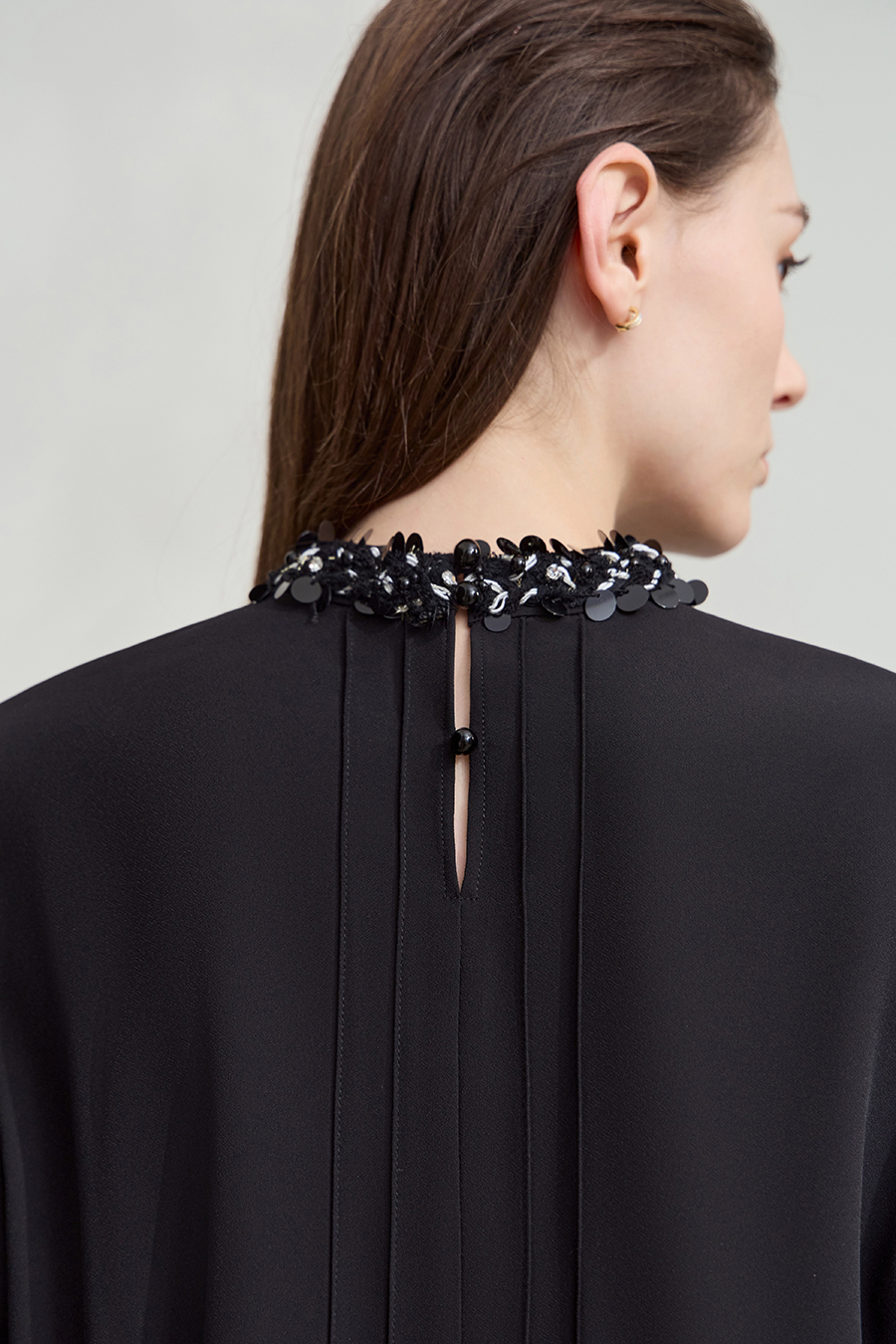 Stand Collar Long Sleeve Chiffon Blouse