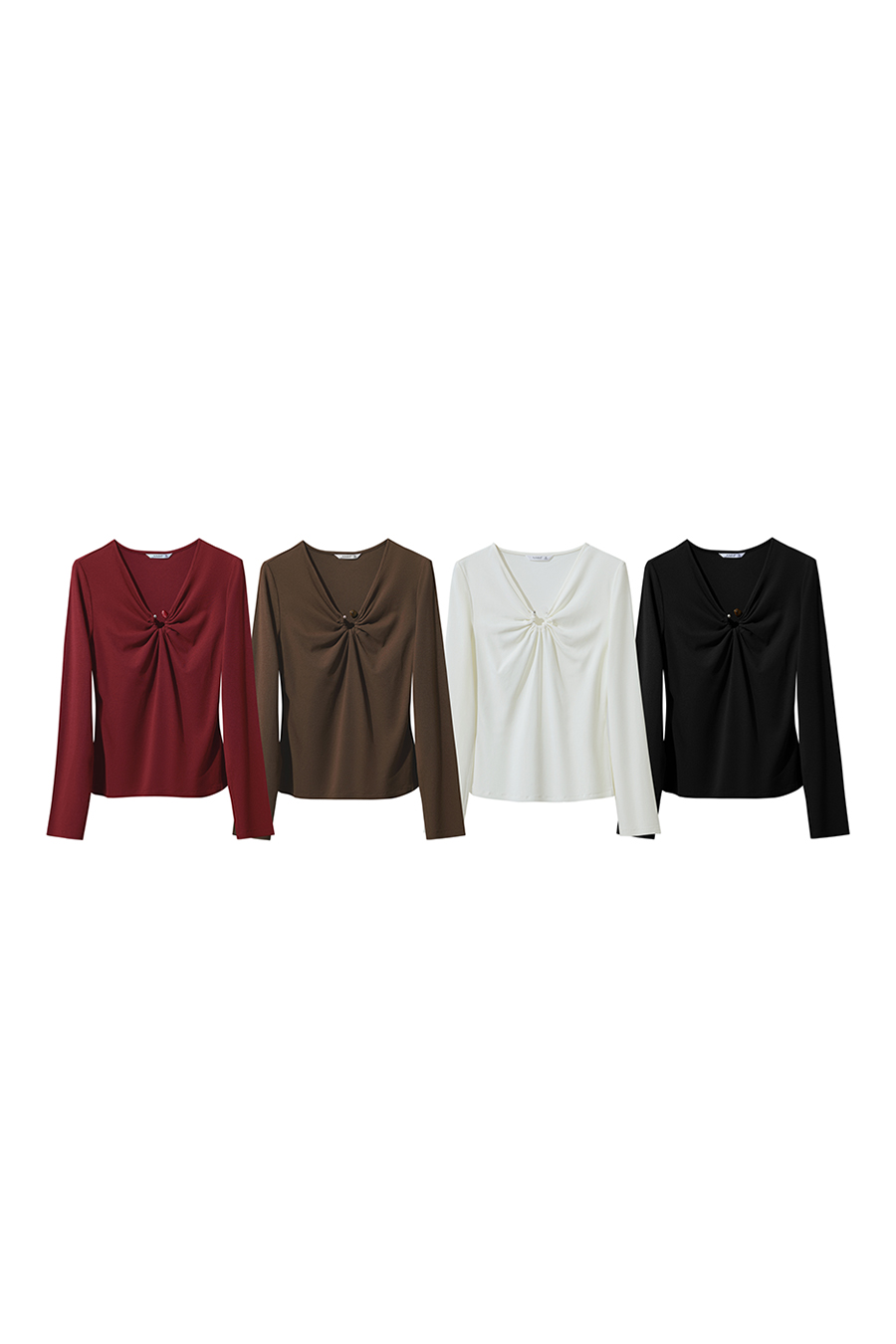 Slim V - Neck Elastic T - Shirt|AMII-AMII.com