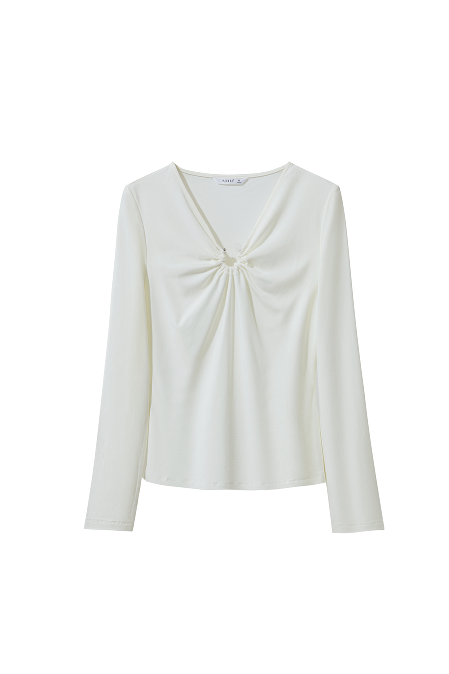 Slim V - Neck Elastic T - Shirt|AMII-AMII.com