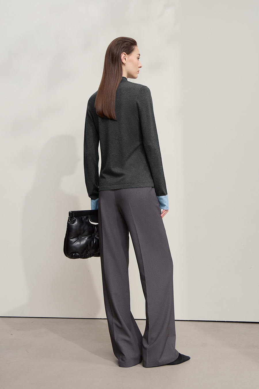 Turtleneck Color Block Cuff Sweater|AMII-AMII.com