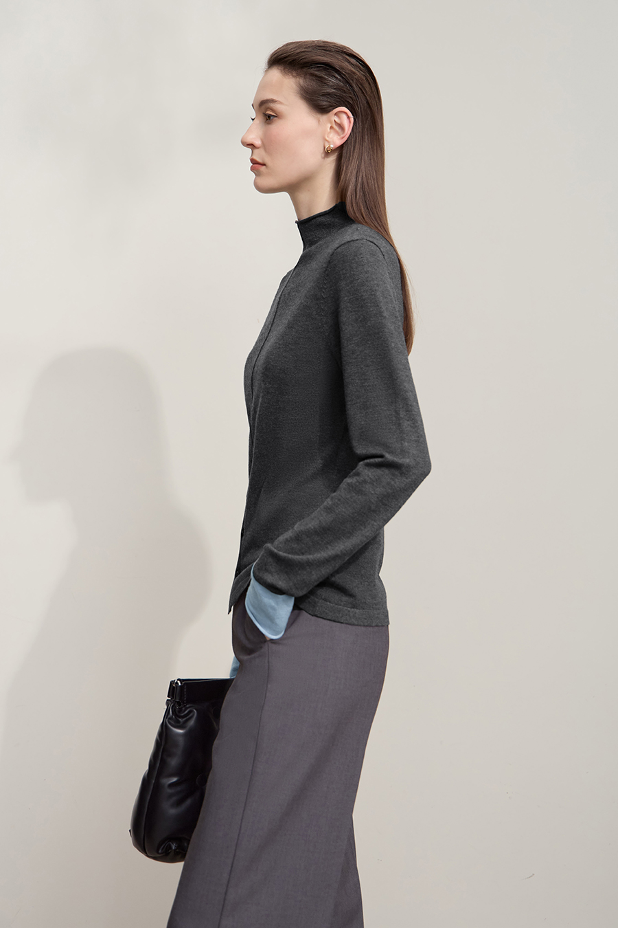 Turtleneck Color Block Cuff Sweater|AMII-AMII.com