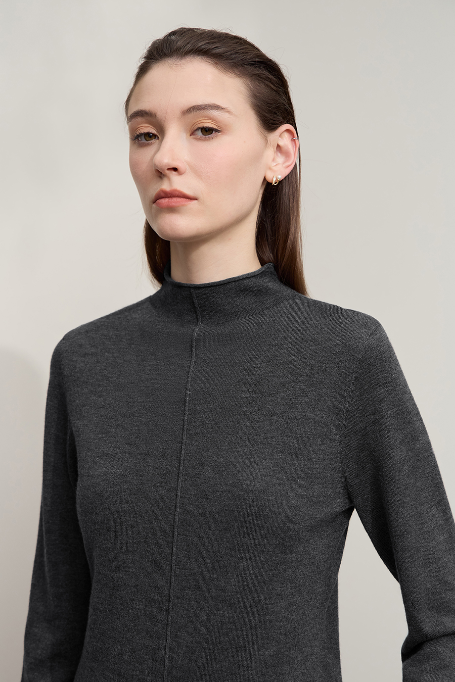 Turtleneck Color Block Cuff Sweater|AMII-AMII.com