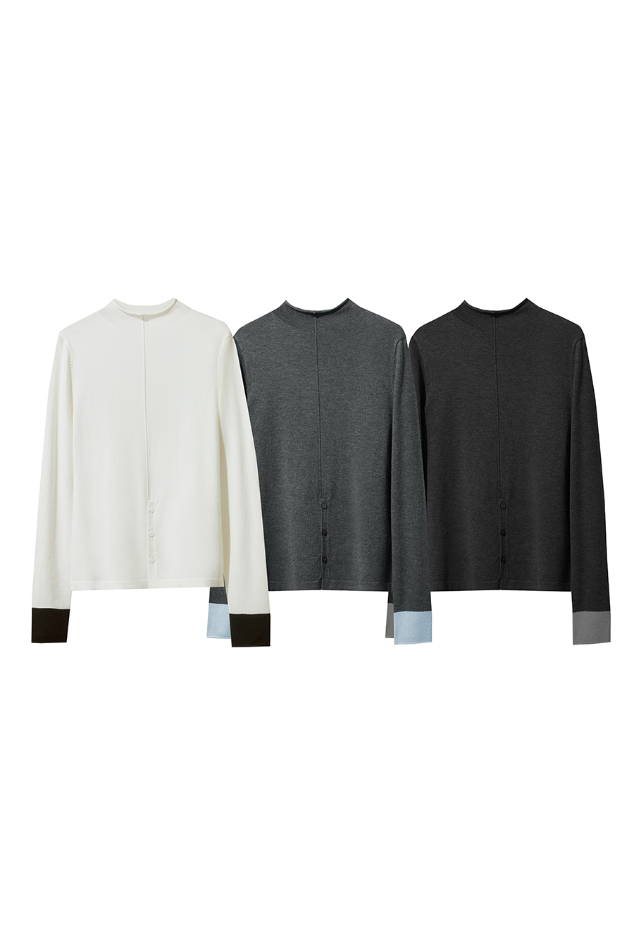 Turtleneck Color Block Cuff Sweater|AMII-AMII.com
