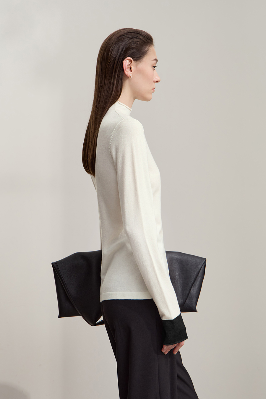 Turtleneck Color Block Cuff Sweater|AMII-AMII.com