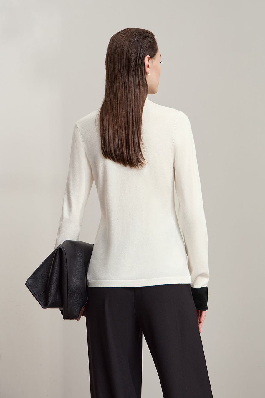 Turtleneck Color Block Cuff Sweater|AMII-AMII.com