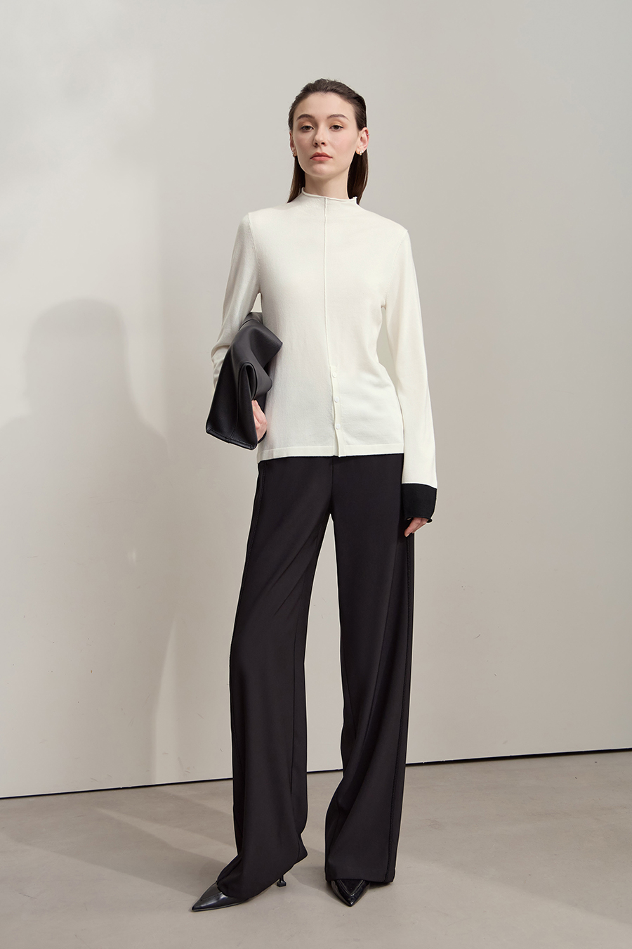 Turtleneck Color Block Cuff Sweater|AMII-AMII.com