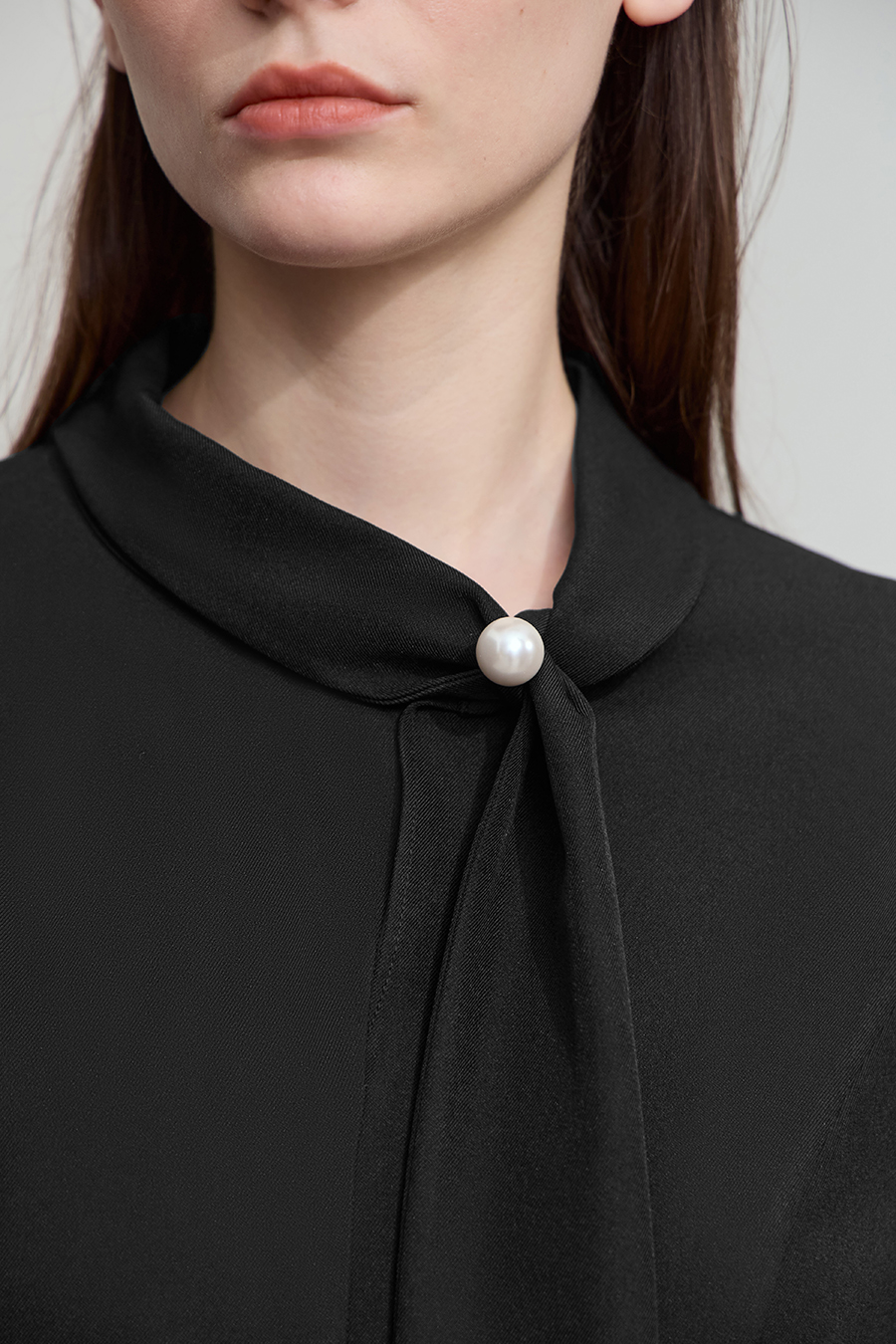 Tie-neck Waist-defined Dress