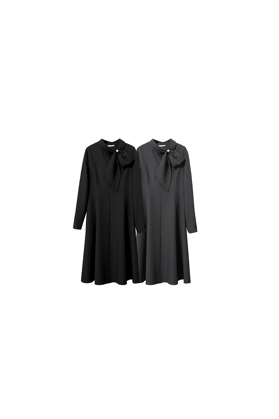 Tie-neck Waist-defined Dress